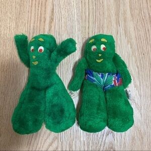 Vintage Gumby Plush Bundle Green Fuzzy Stuffed Figure